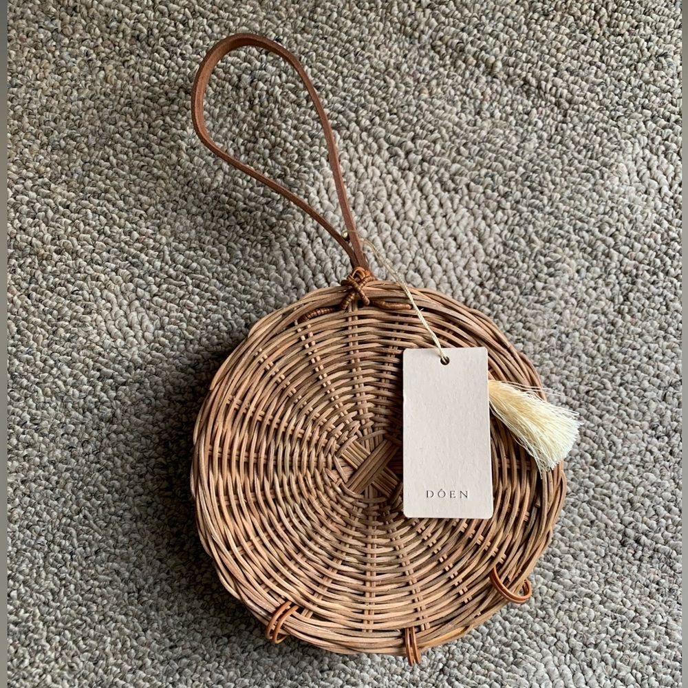 DOEN Brown Woven Round Bag